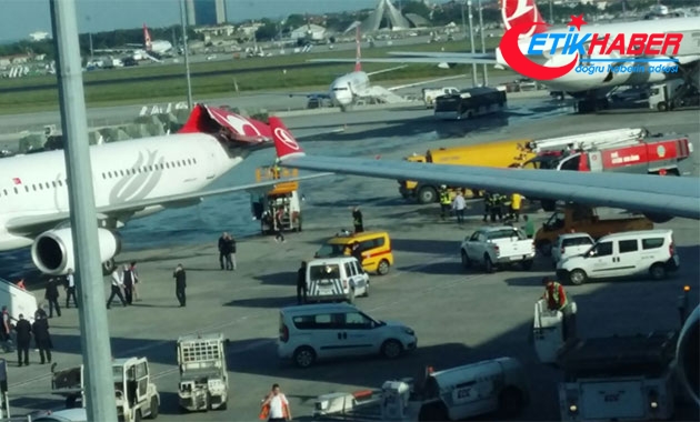 Atatürk Havalimanı'nda uçağın kanadı kuyruğa vurdu