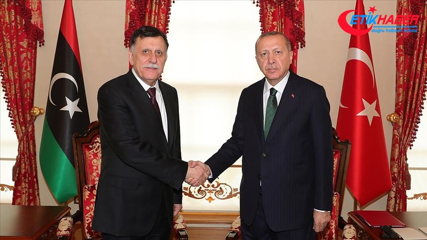 Cumhurbaşkanı Erdoğan Libya UMH Başkanlık Konseyi Başkanı Serrac'ı kabul etti