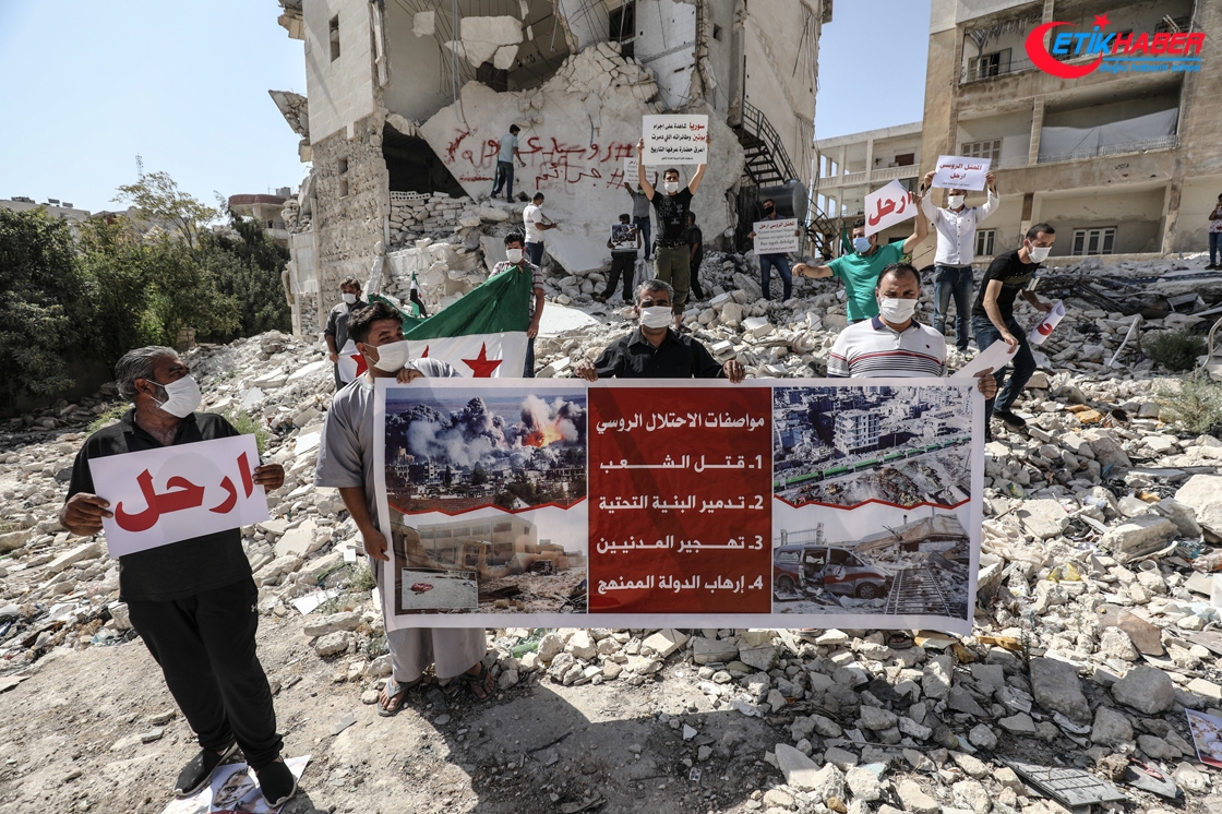 İdlib'de Rusya protesto edildi