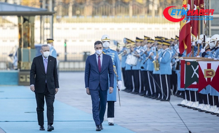 Cumhurbaşkanı Erdoğan, İspanya Başbakanı Sanchez'i resmi törenle karşıladı
