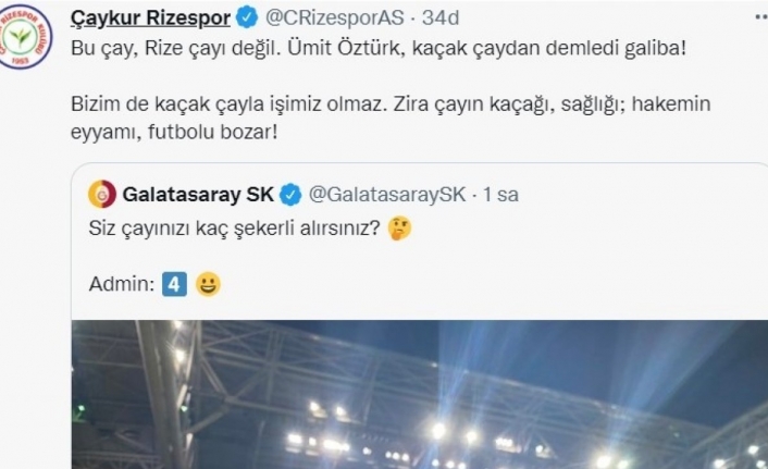 Çaykur Rizespor’dan Galatasaray’a hakem göndermesi