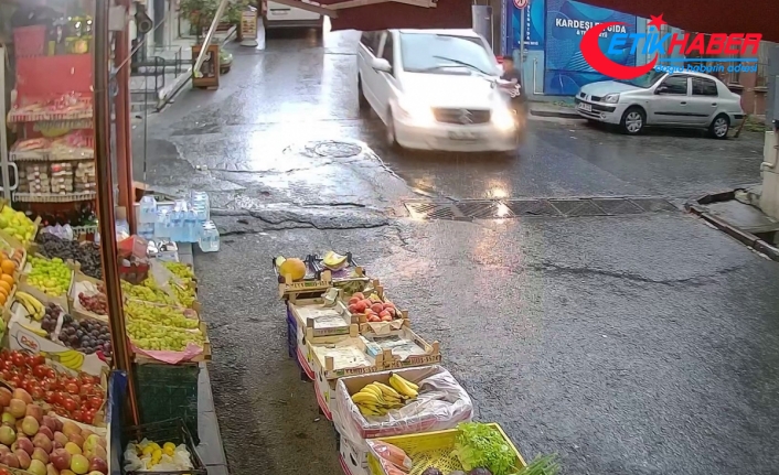 İstanbul'da dehşet anları kamerada: Yağmurdan kaçarken ölümden döndü